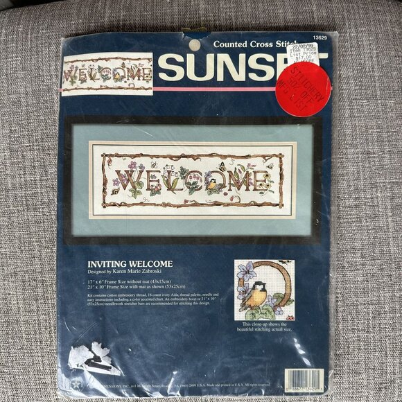 Sunset Counted Cross Stitch Kit Inviting Welcome 18259 Karen Zabroski 1996 - Picture 1 of 4